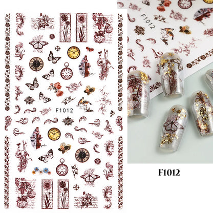 1PCS Marbled Nail Sticker 3D Abstract Lines Sticker Nail Art Supplies Nail Decals Y2K Laser Butterfly Ladies Nail Art Decoration