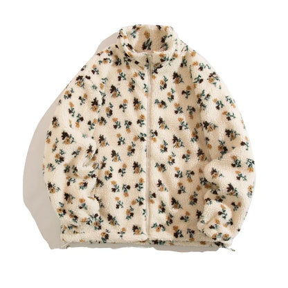 Harajuku Trendy Lambswool Jacket Men 2026 Autumn Winter Vintage Warm Fleece Coats Couple Zipper Loose Hip Hop Hipster Streetwear