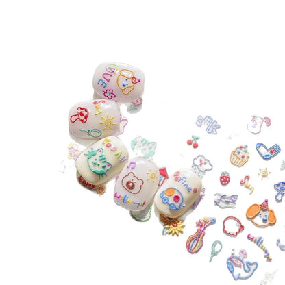 1/4pcs cute cartoon graffiti puppy party relief nail sticker dopamine  DIY  water cup  decorative nail accessory sticker