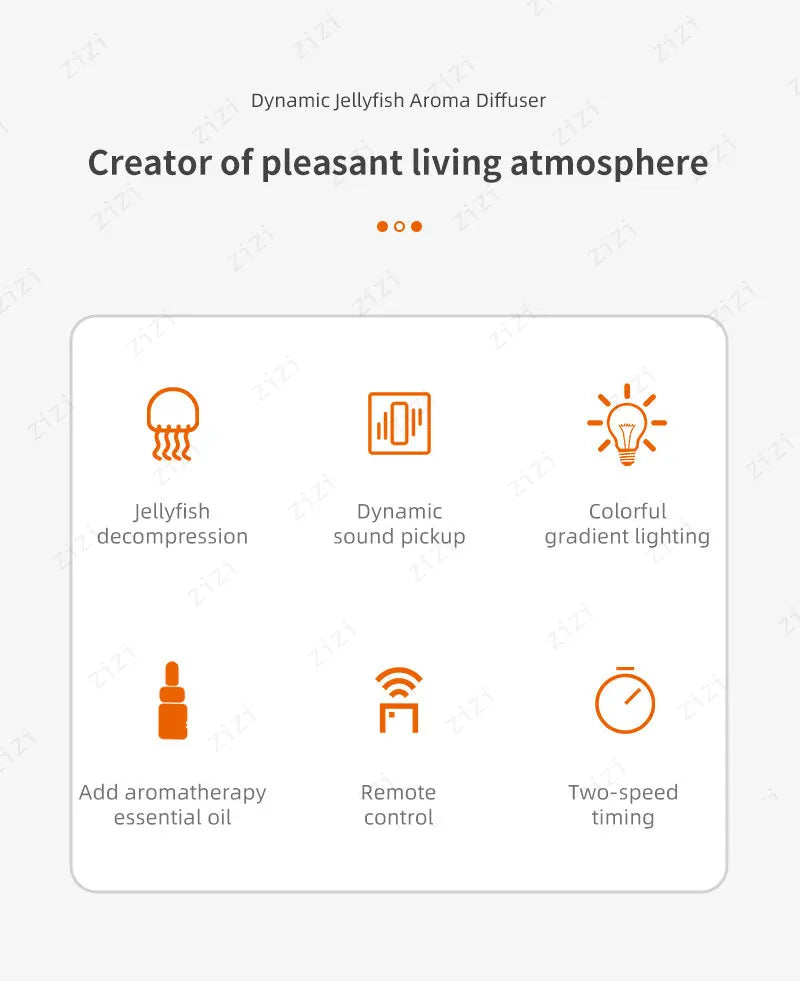 Dynamic Rainbow Jellyfish Essential Oil Fragrance Machine 250ml Essential Oil Diffuser Ultrasonic Porous Atomization Humidifier