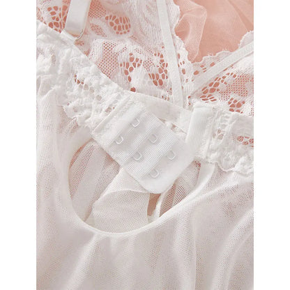 A Set Of Woman Underwear Nightgown Thong Sets Plus Size Suspender Lace Lingerie Sexy Accessories Erotic Bra Nightdress lencería