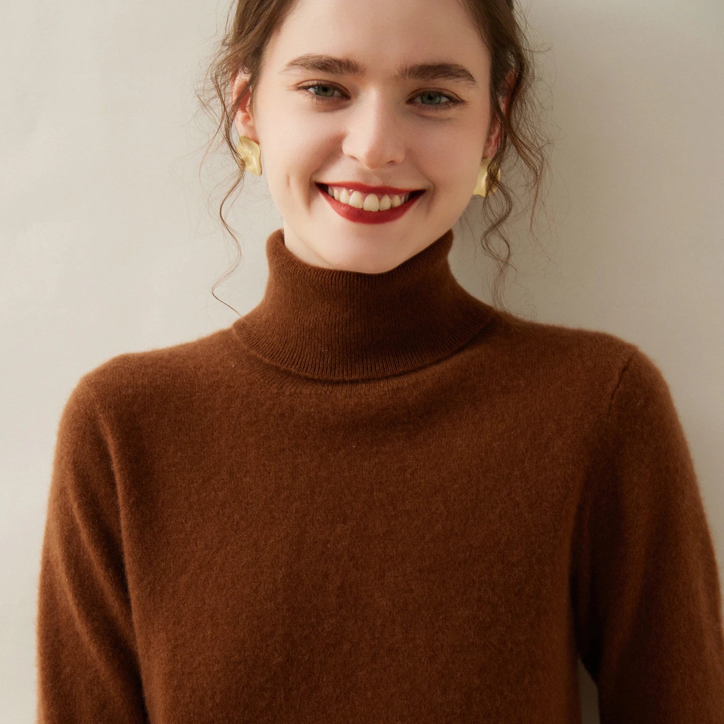 Cashmere Sweater Women's Turtleneck Long Sleeved Knitted Pullover 100% Pure Cashmere Base Sweater Korean Version Women's Top