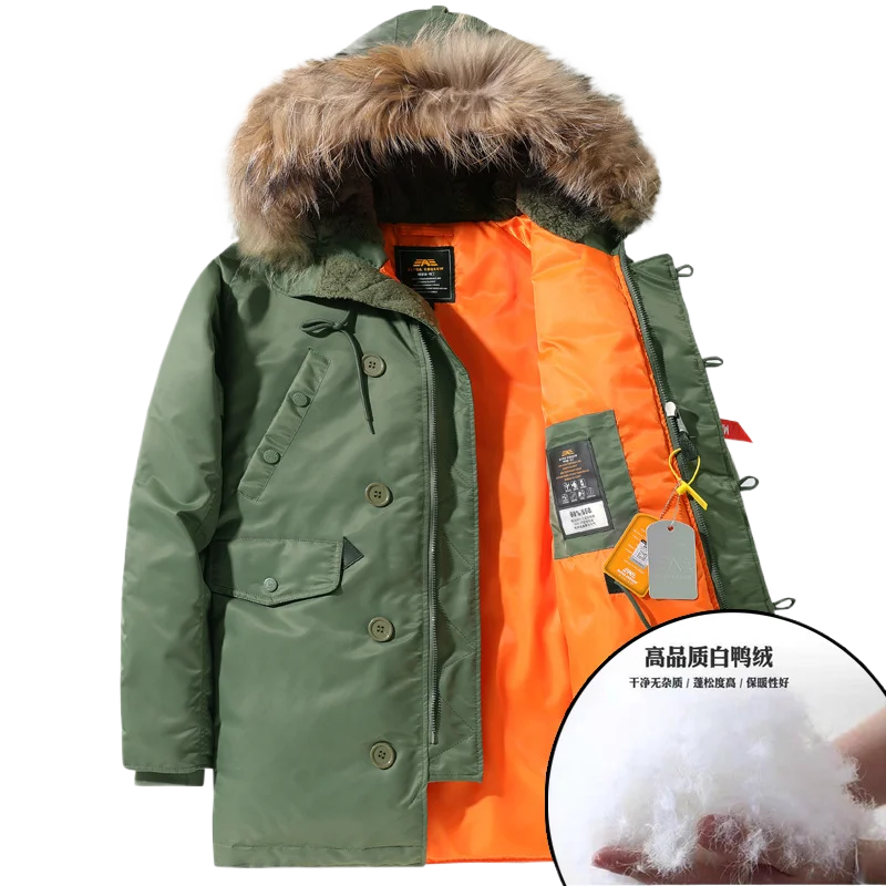 Winter Puffer Men Long Parkas Coat Military Fur Hood Warm Tactical Jacket Pilot Jacket Army Korean Thick Parka