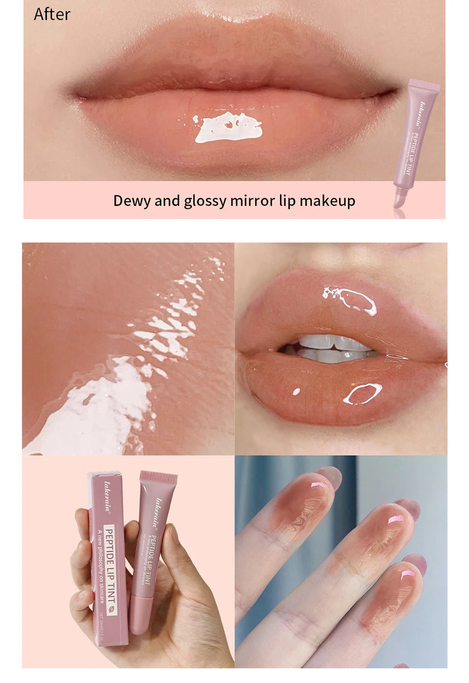 4pcs /set Moisturizing Lip Glaze Mirror Glass Long Lasting Lip Gloss Liquid Lipstick Makeup Glossy Lip Care Cosmetic