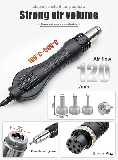 JCD Hot Air Gun 858D 700W BGA Rework Solder Station Soldering Heat Air Gun Station 220V / 110V For SMD SMT Welding Repair Tools