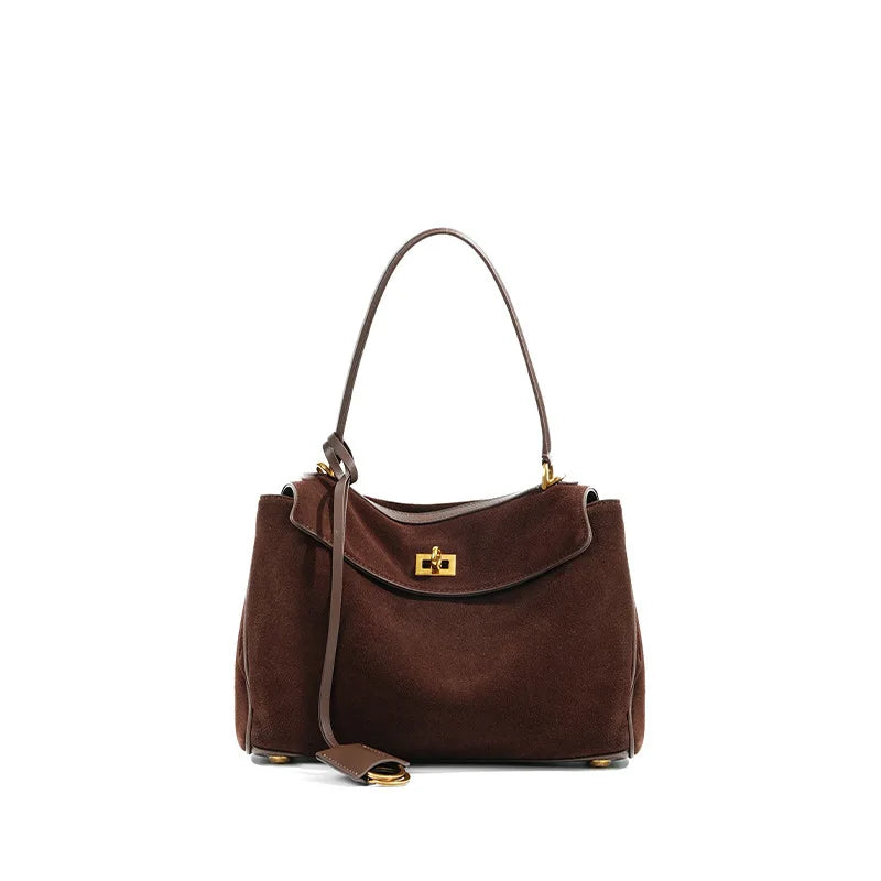 Large Capacity Autumn Winter Suede Leather Tote Bag Frosted Cowhide High-Grade Shoulder Bag for Women