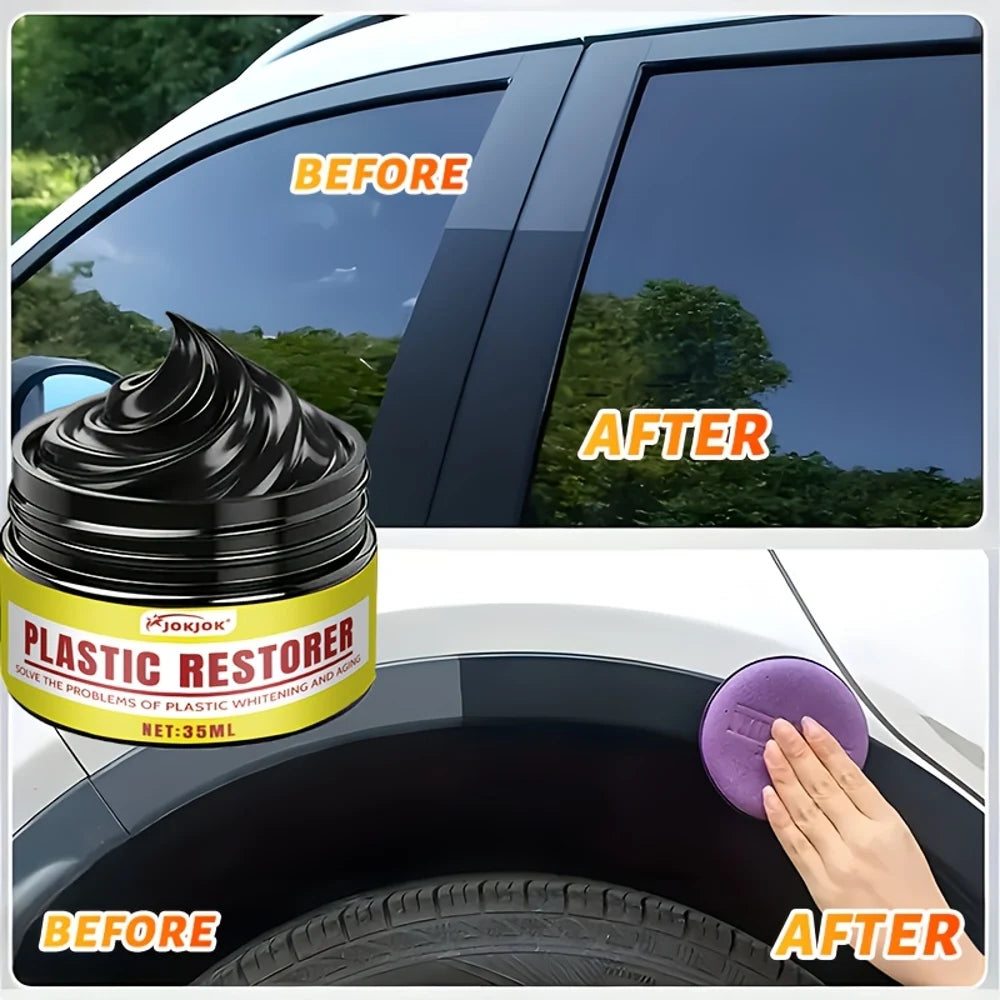JOKJOK All-in-One Plastic Polish & Restorer Wax - UV Protection Formula, Gel for Car Interiors, Tires, Seats, Dashboard - Preven