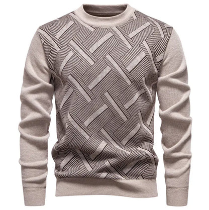 New Sweater Men Casual Knitted Pullover Solid Color Warm Regular Fit Round Neck Sweater Pullovers Mens Sweatwear