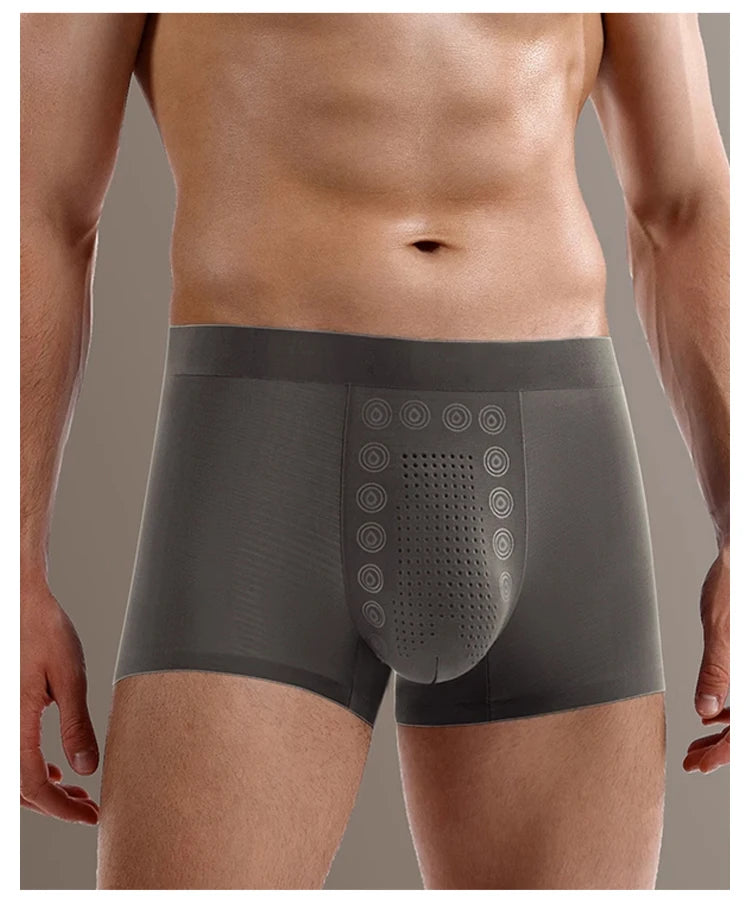 5 pcs Men's Boxer Briefs with Massage Beads Magnetic Therapy Mid Waist Breathable Quick Dry Men's Underwear for Sports Fitness