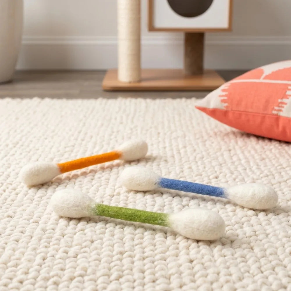 6Pcs Oversized Cotton Swab Cat Toy Anti-Boredom Durable Kitten Chew Toy Soft Texture Lightweight Cat Teething Chew Toy