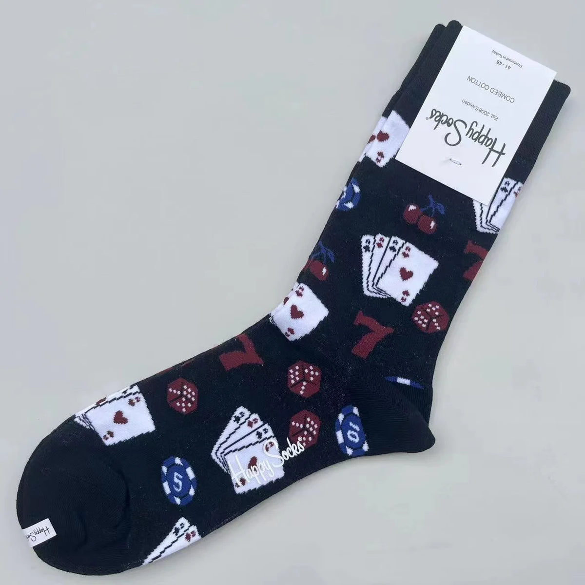 Happy Socks Men's Mid-tube Socks Four Seasons Pure Cotton Classic Socks SIZE 41-46