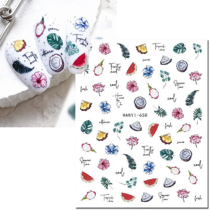 3d Nail Art Decals Elegant White RoyalBlue Roses Flowers Adhesive Sliders Nail Stickers Decoration For Nail Manicure