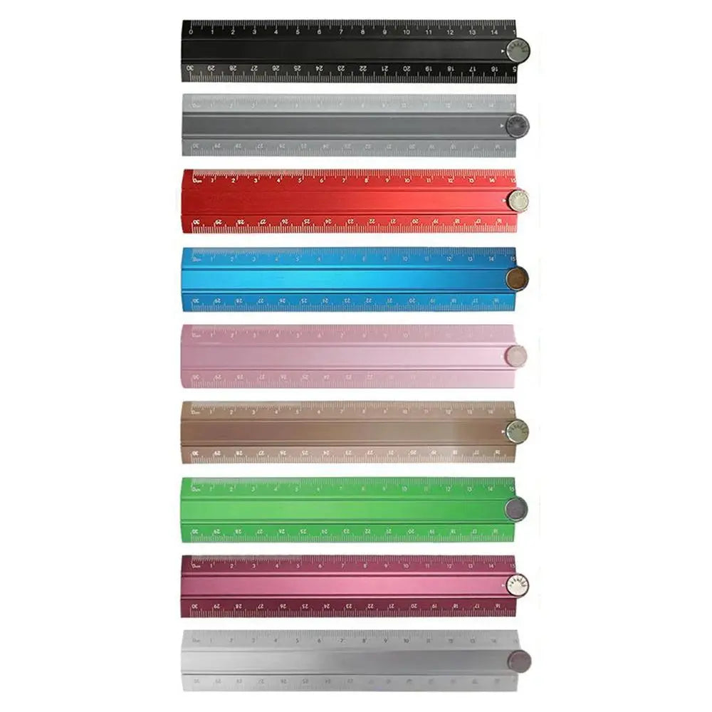 High Quality 30cm Folding Ruler Drawing Measuirng Tool Aluminum Alloy Straight Ruler Multifunctional Metal Ruler Students