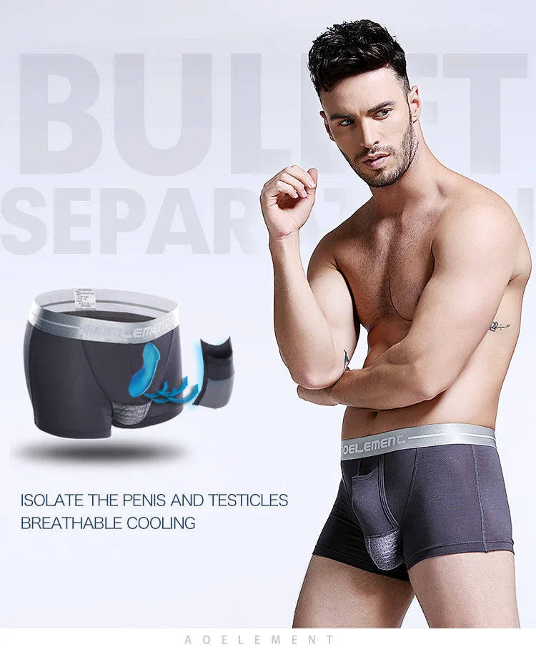 Bullet Separation Underwear Men's Ventilated and Breathable Summer Dry Underwear Ice Silk Pouch Ice Health Boxer Briefs