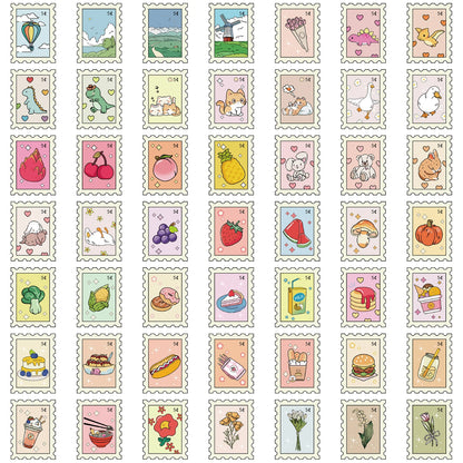 50/100PCS Cartoon Stamps Stickers Decals For Laptop Letter Scrapbook Luggage DIY Aesthetic Waterproof Stickers Creative Gifts