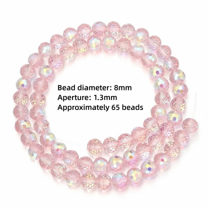 6/8/10mm Sizes Faceted Glass Beads 96-faceted Pink Blue Crystal Earth Beads Faceted Cut Style Plating Clear Jewelry Making Beads