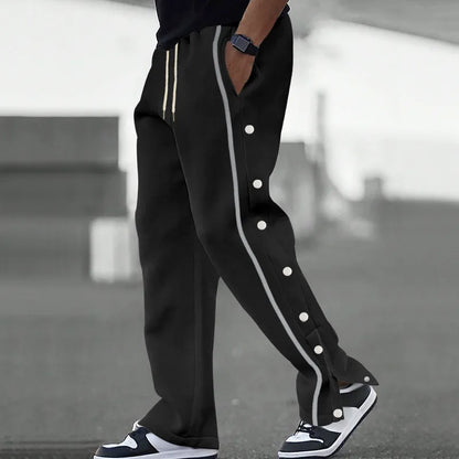 Autumn Men Sweatpants Fashion Sportswear Drawstring Straight Track Pants Casual Loose Trousers breasted Breathable quick drying