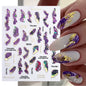 1PCS Marbled Nail Sticker 3D Abstract Lines Sticker Nail Art Supplies Nail Decals Y2K Laser Butterfly Ladies Nail Art Decoration