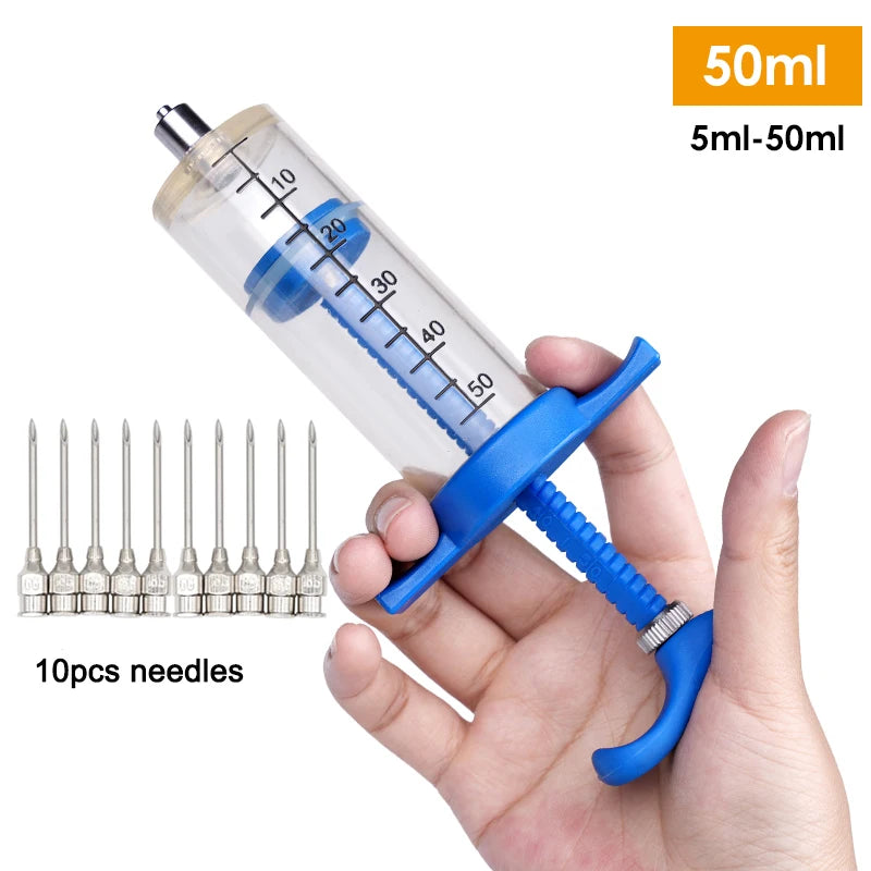 10/30/50ML Animal Syringe Plastic Veterinary Syringe With Needle Bird Feeding Rearing Poultry Syringe Small Pet Medicine Feeder