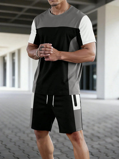 2026 Summer New Arrival Men's Letter Print Short-Sleeve T-Shirt Stylish Mens Shorts Set Vacation Beach Casual T-Shirt Summer Top