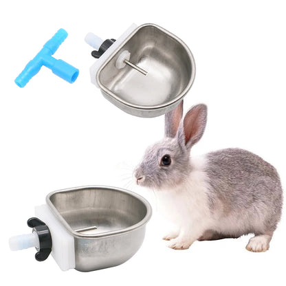 10Pcs Rabbit Water Bowl Farm Rabbit Automatic Drinker Rabbit Cage Fix Cup Raising Fox Mink Stainless Steel Drinking Bowl