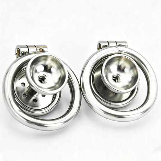 Urethral Inverted Negative Male Chastity Lock Flat Cock Cage with Metal Urethral Catheter for Couple Men Penis Ring Bondage BDSM