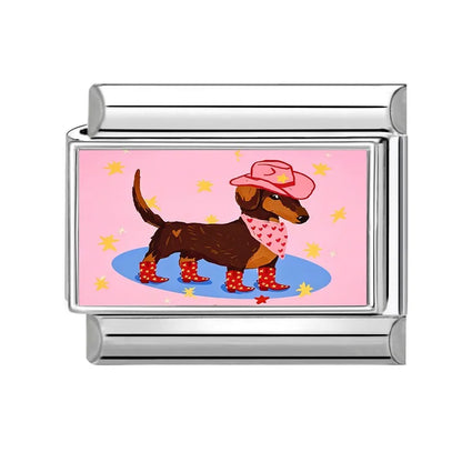 Wholesale Cute Animal Swimming Dogs Cats Sheep Charm Bracelet Fit 9mm Bracelet Stainless Steel Italian Links Making DIY Jewelrys