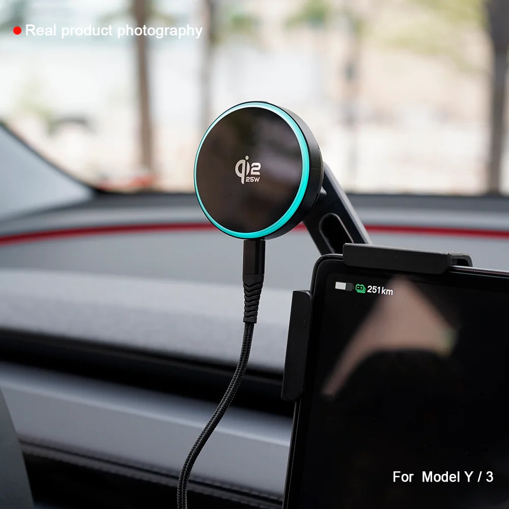Car Phone Mount Holder 15W and 25W Qi2.2 Magnetic Wireless Charger Compatible with MagSafe for Tesla Model Y 3 JUNIPER 2026