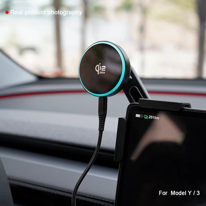 Car Phone Mount Holder 15W and 25W Qi2.2 Magnetic Wireless Charger Compatible with MagSafe for Tesla Model Y 3 JUNIPER 2026