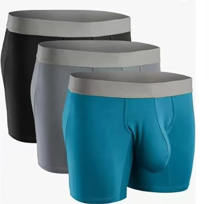 Large bag flat corner pants, long men's underwear sports shorts