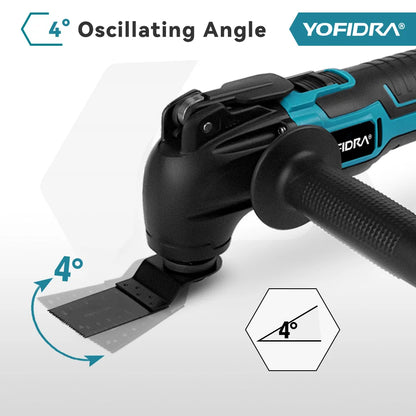 YOFIDRA 6 Gears Electric Saw Oscillating Multi Function Tool Cordless Trimmer Shovel Woodworking Cutting Machine For Makita 18-21V Battery Pin
