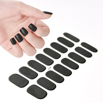 16Tips French Semi-Cured Gel Nail Wraps Sticker Pure Color Full Cover UV Gel Nail Polish Wraps Long-Lasting Nail Extension Decal