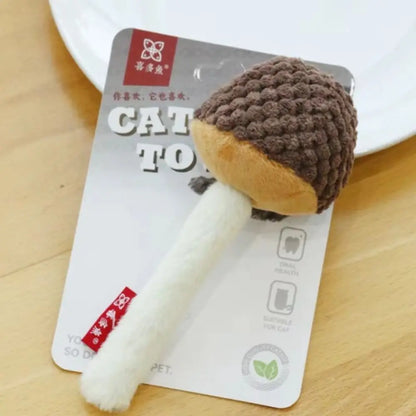 New Simulated Cat Chew Bite-resistant Soft Interactive Cat Non-toxic Mushrooms Shape Teaser Stick Interactive Play