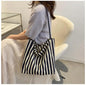 Large Capacity Canvas Women Shopper Tote Simple Striped Shoulder Bag Female Casual Multifunctional Travel Top-handle Handbag