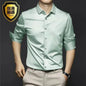 S-6XL Men's Long Sleeve Shirt Luxury Wrinkle Resistant Pure White Shirt Business Dress Casual Ice Silk Glossy Shirt