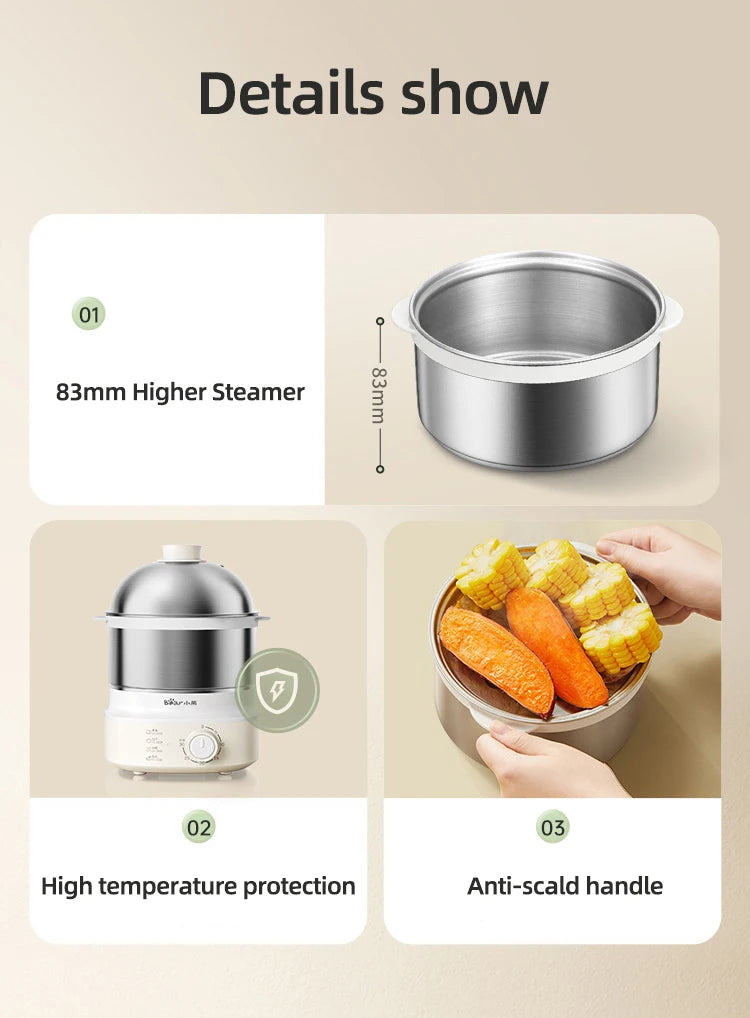 360W Electric Egg Boiler Breakfast Machine Multicooker Steamer Automatic Egg Cookers Home Egg Custard Steaming Cooker with Timer