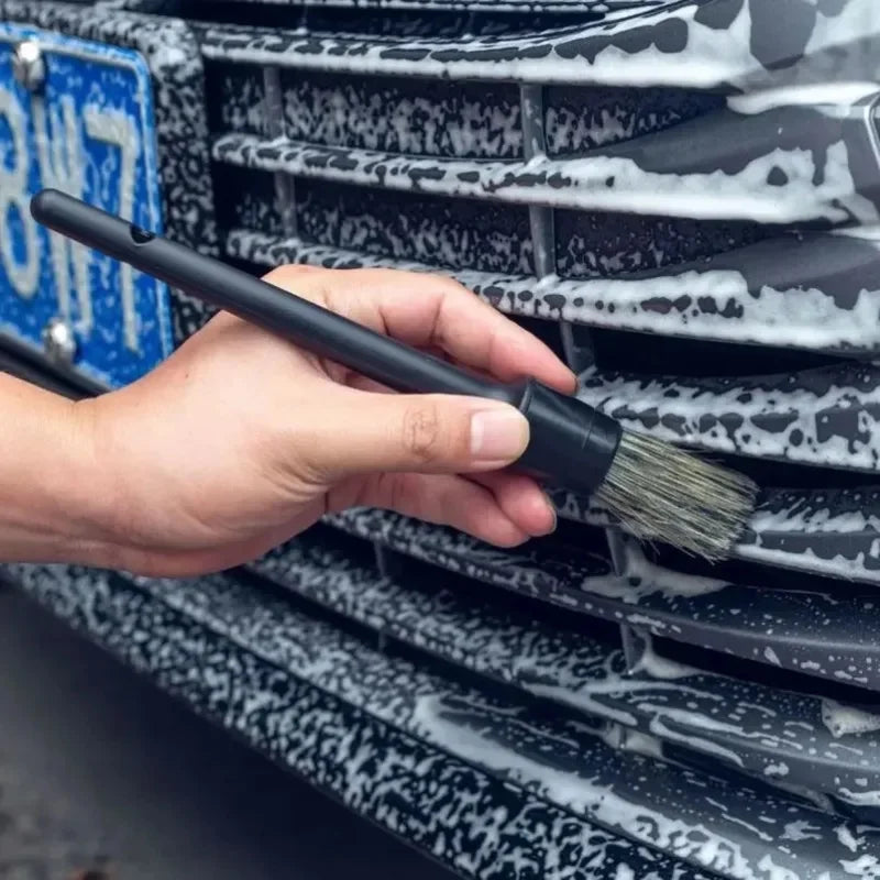 3/6Pcs Natural Boar Hair Car Detailing Brush Set Soft Bristle Car Cleaning Brush Kits Auto Tire Wheel Wash Exterior Accessories