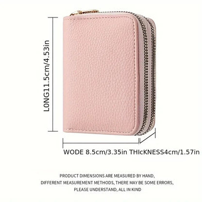 Women's Double Zipper Wallet Fashion Short Credit Card Holder with Large Capacity Coin Purse