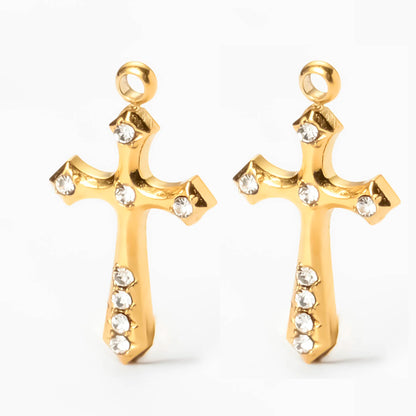 5PCS Zircon Cross Stainless Steel Charms Pendant High Quality Accessories DIY Necklace Bracelet Earring Jewelry Making Materials