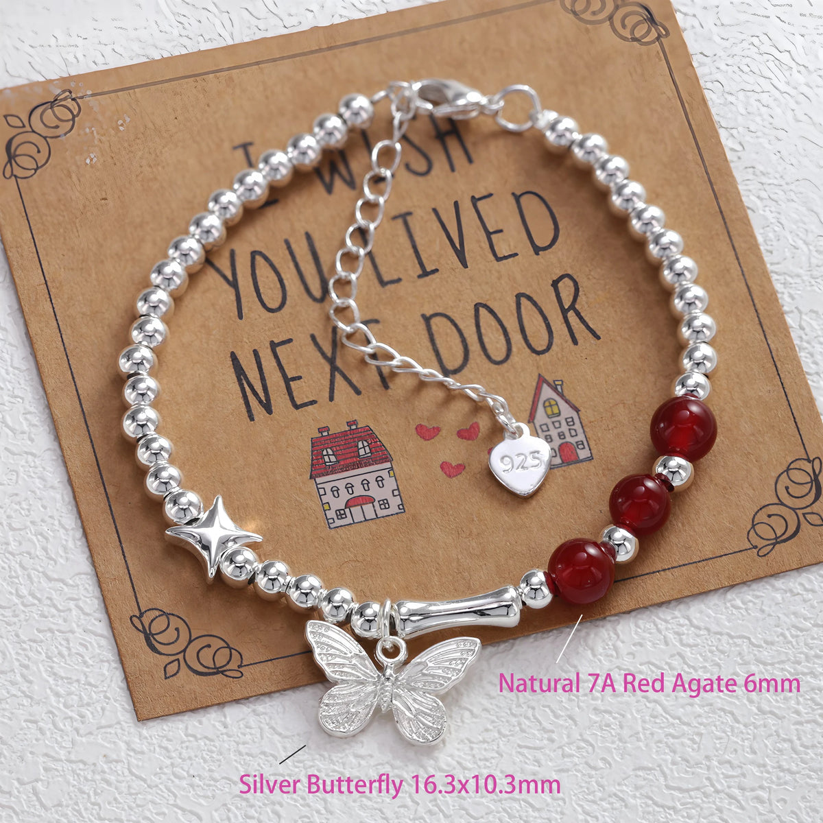 VENTFILLE 925 Sterling Silver Butterfly Bracelet for Girl Bead String Design Insect Fashion Versatile Jewelry Gift Dropshipping