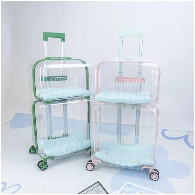 Pet Outdoor Suitcase Portable Car Mounted Double-layer Transparent Breathable Cat and Dog Tour Cat Bag