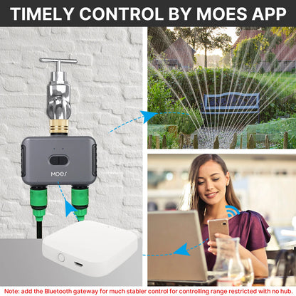 MOES Bluetooth Value Smart Garden Sprinkler Water Timer by 2 Way Rain Delay Filter Programmable Automatic Irrigation Controller