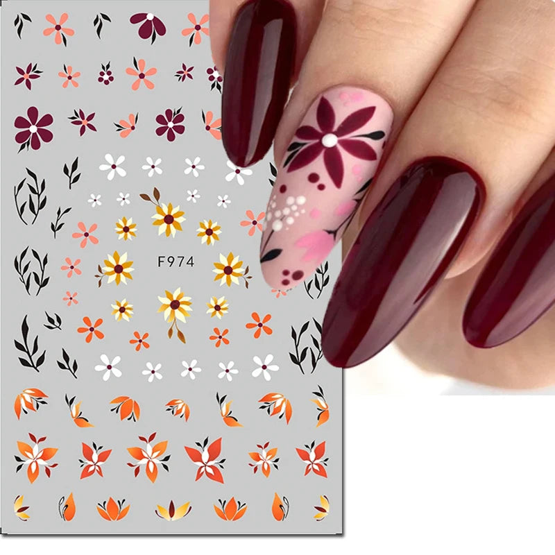 3d Nail Art Decals Spring Booming Violets Lavenders Purple Blue Pink Flowers Butterflys Stickers Decoration For Nail Tips Beauty