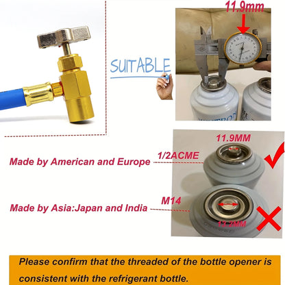 R134A Air Conditioner Gas Cooler with Measuring Gauge Car Refrigerant Charging Pipe AC Recharge Hose for Car Automobile