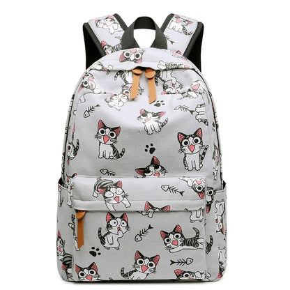 Cute Cat School Bags For Teenage Girls Students Backpack Waterproof Book Bag Travel College Laptop Backpack