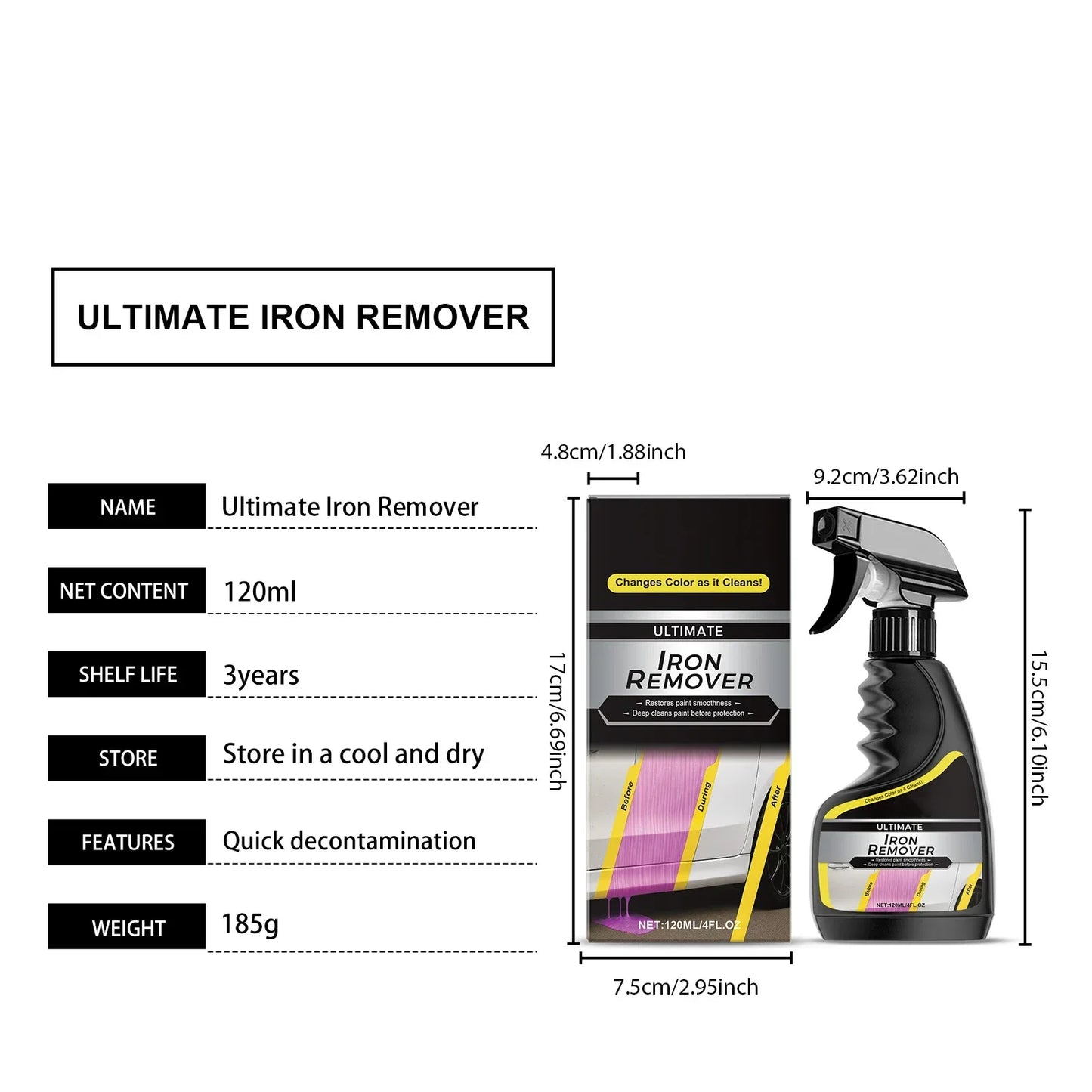 HS68-Car Rust Remover Quick Remover  Exhaust Pipe Rust Removal Spray Cleaning Metal Iron Powder Old Cars To New