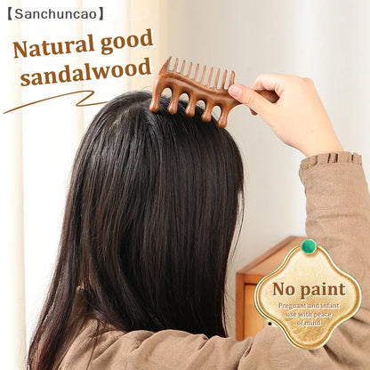 1Pcs Golden Silk Sandalwood Narrow Dual-purpose Comb Care Scalp Comb Gua Sha Meridian Dredging Hairdressing Tool