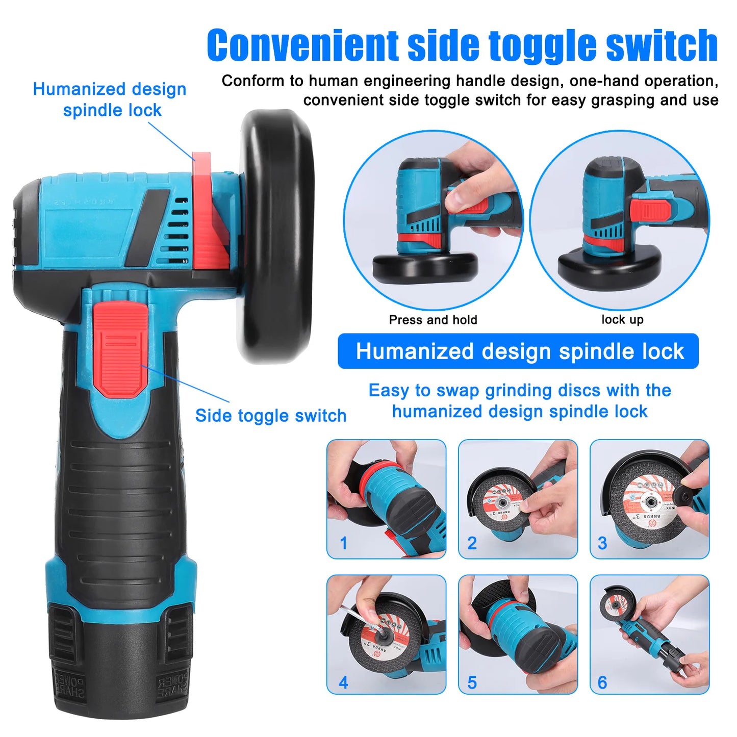 Angle Grinder Precision Cordless Grinder for Tight Spaces 12V Mini Power Tools Brushless Design Ideal for Detailed Polishing & DIY Projects