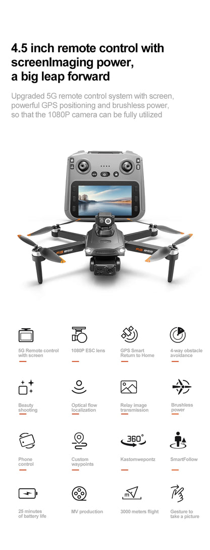 RG800 MAX GPS Drone Professional 8K Camera Aerial FPV Brushless Avoiding Obstacle 5G Relay transmission Screen RC Security Drone