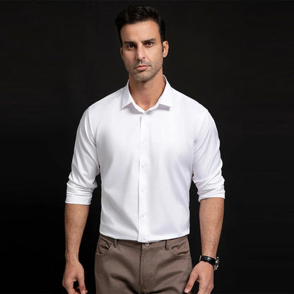 New Anti-Wrinkle Men Shirts Long Sleeve Dress Shirts For Men Slim Fit Camisa Social Business Blouse White Office Shirt S-6XL